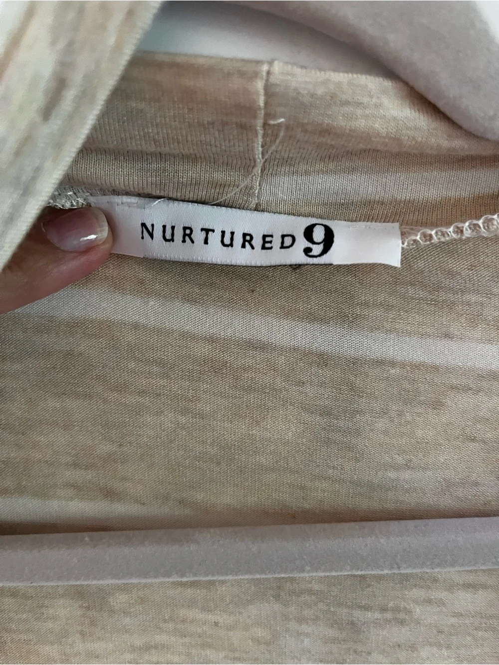 Nurtured 9 Beige & Cream Striped Soft Bamboo Robe with Tie